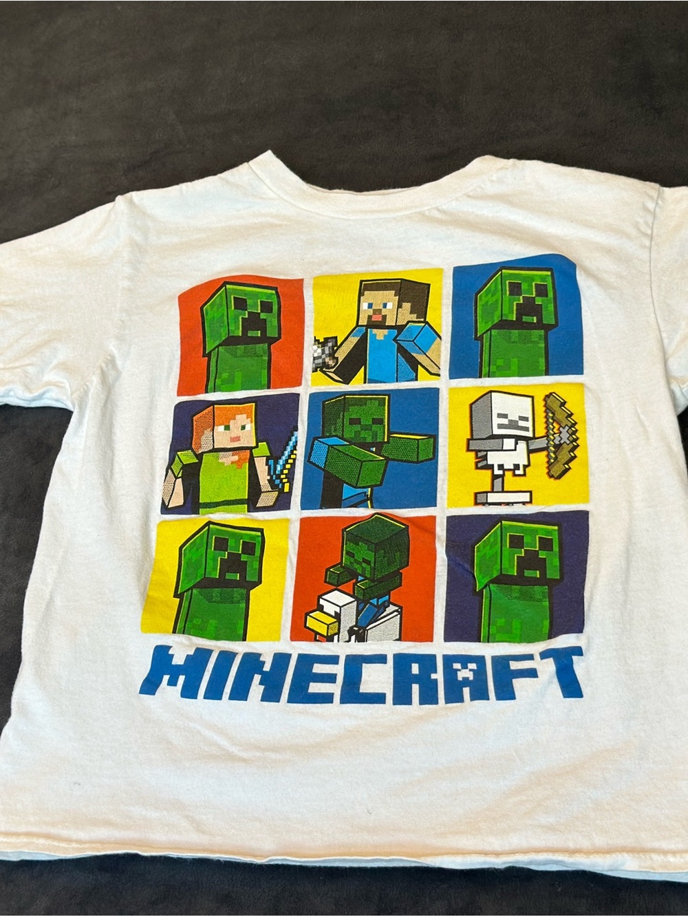 Minecraft White Kids Short Sleeve Graphic Tee